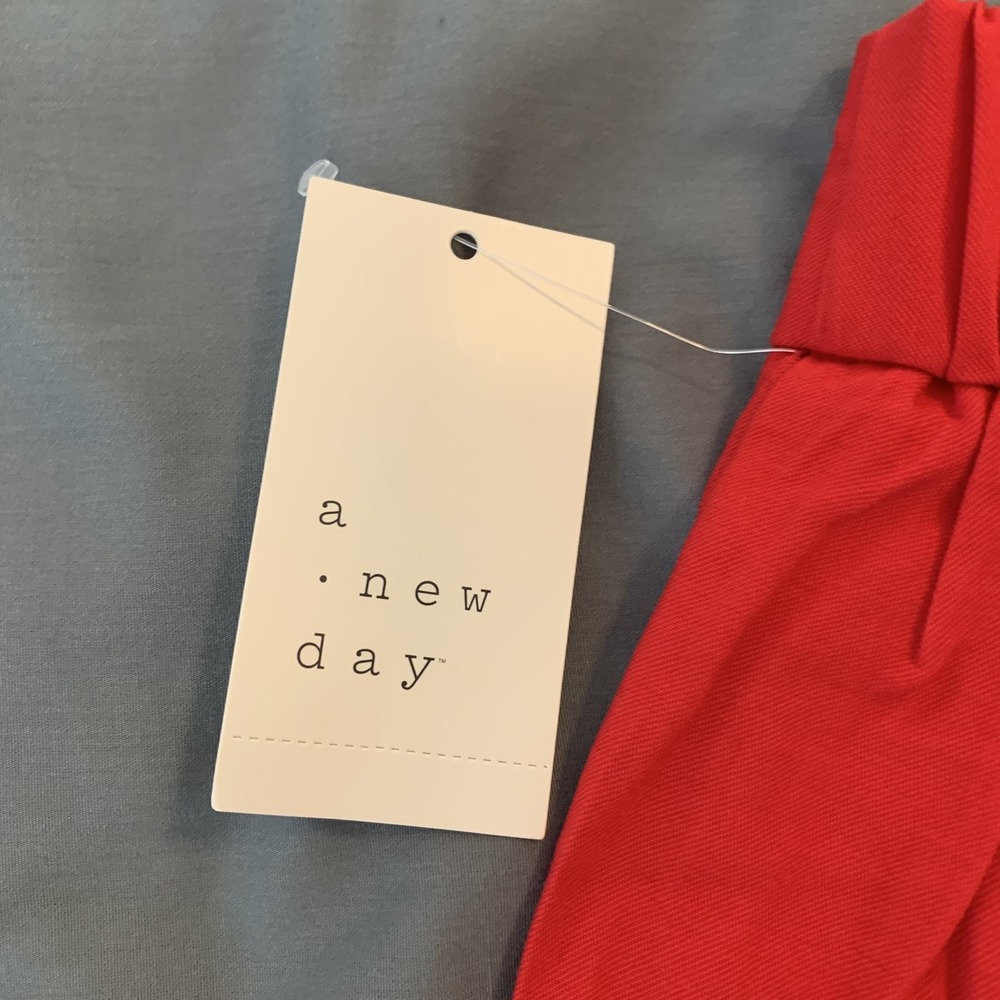 A New Day Pants Womens 4 Red Wide Leg Pleated Front High Rise Office Career - Picture 11 of 12